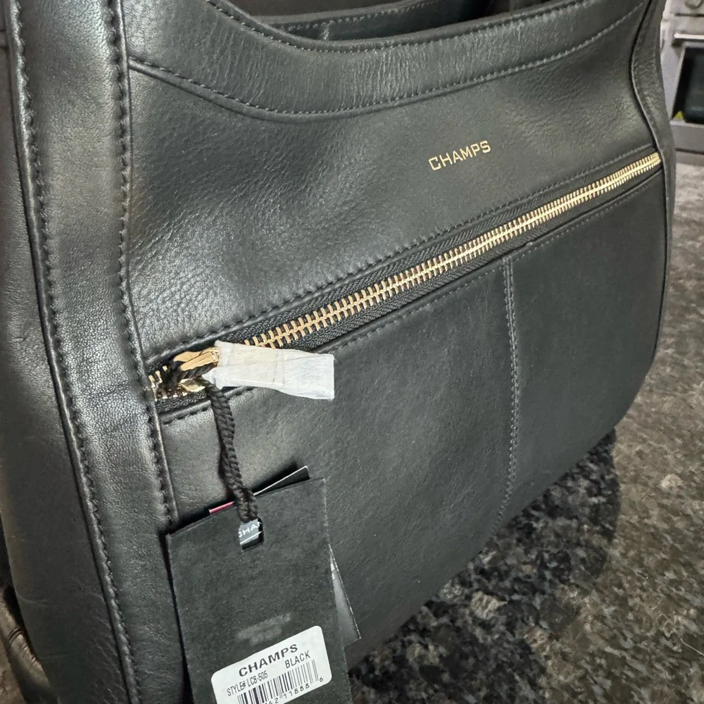 Champs‎ Gala Collection leather hobo bag in black Leather Purse, RFID NWT $400